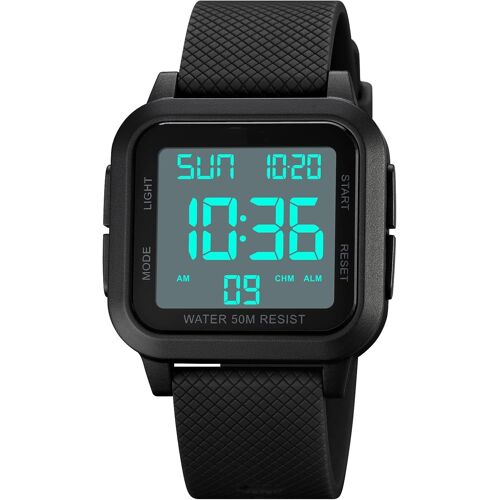 Montre Numérique De Sport Pour Homme,Étanche,Avec Rétroéclairage Led,Alarme,Compte À Rebours,Double Heure,Chronomètre,12/24 Heures Pour Homme,Femme,Adolescent.[J170]