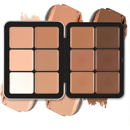 Palette De 12 Couleurs D'anticernes Et De Fards À Joueslongue Tenuerésistante Aux Bavuresestompable2 En 1 Fards À Joues En Crème Au Fini Mat Palette De Maquillage Pour Le Visage (#01) 