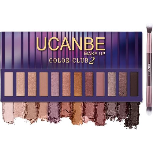 Bnhgc-Fard À Paupières 12 Couleurs Avec Brush - Palette Maquillage Yeux Longue Durée - Palettes De Maquillage Imperméable Hautement Pigmentées (02) 