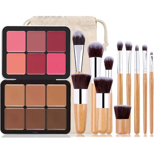 Bnhgc-Professional Makeup Palette Anti-Cernes, Contour Et Blush, 12 Couleurs Carla Secret Palette, Palette Contouring Maquillage Avec 11 Pcs Pinceaux Maquillage, Imperméable Et Longue Durée 