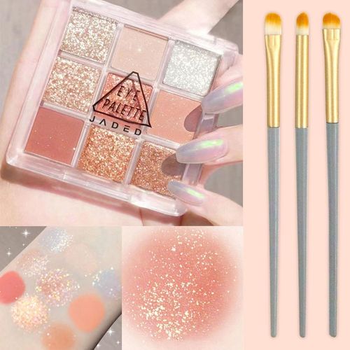 Palette Maquillage Yeux 9 Couleurs Fard A Paupiere Paillette Avec 3 Pinceaux À Paupières Pailleté Palette De Maquillage Durable Palette De Maquillage Étanche Pour Filles Et Femmes 