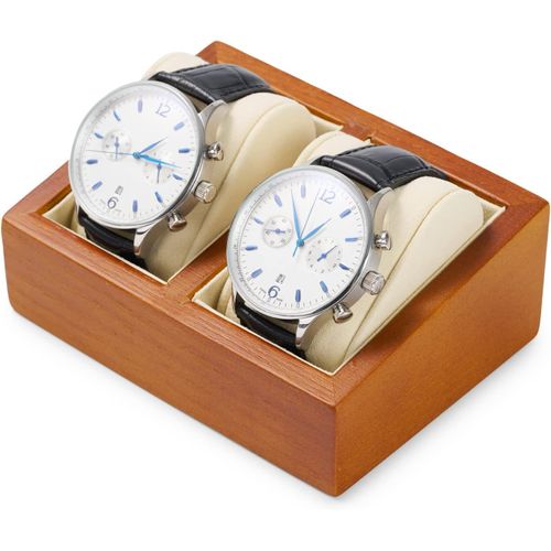 Tianyi-Boîte À Montres 2 Montres En Bois, Montres Boîte De Rangement Porte-Montre Boîte À Bijoux Avec Coussin Pour Montre (Beige)