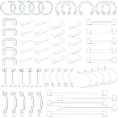 20g Piercing Nez Flexible Transparent En Plastique Pour Le Travail Goujon Vis De Nez En Forme De L Diamant Cz Piercing Retainers Pour Femmes Hommes