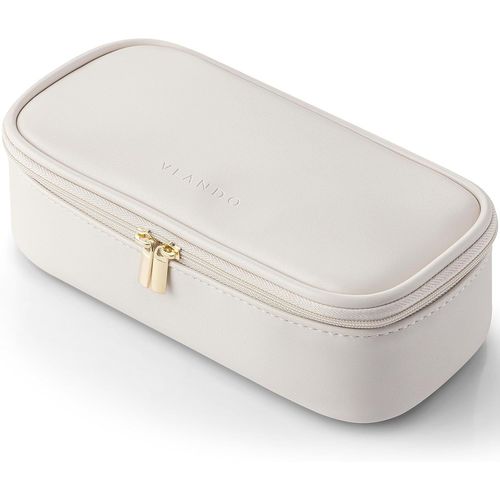 NBGCM-Petite trousse de maquillage de voyage pour femme, sac cosmétique portable, trousse de maquillage multifonctionnelle, en cuir imperméable, Blanc., Moderne