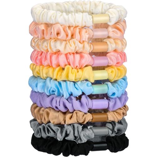 Élastiques Cheveux En Soie Satin, Lot De 10, Doux Sans Dommage Chouchous Pour Queues De Cheval Filles Femmes, Soie