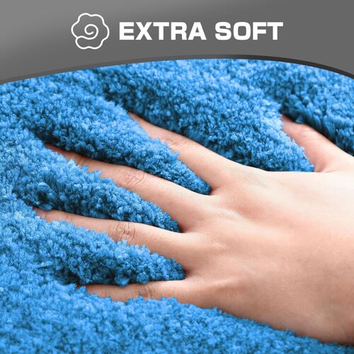 TIANYI-Tapis de bain en microfibre super absorbant et super absorbant en forme de U - 2 cm d'épaisseur - Bleu - 50 x 50 cm