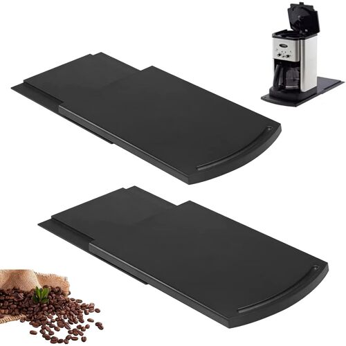 2 Pièces Plateau À Café Coulissant, Tapis De Machine À Café Coulissant, Tapis Extensible Plateau Multifonction, Pour Petits Appareils De Cuisine Cafetière, Grille-Pain, Presse-Agrumes, Mixeur