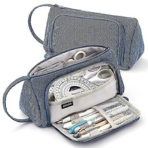 Trousse À 3 Compartiments,Grande Capacité1pcsblue