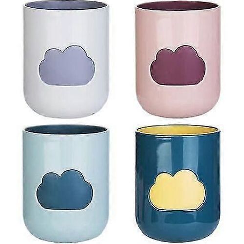 Gobelet En Plastique,4 Pièces Brosse À Dents Gobelet Tasse De Bain De Bouche Tasse De Bain De Bouche De Voyage Cloud Motif Design (4 Couleurs)