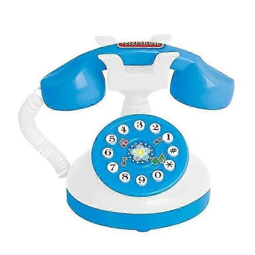 Téléphone En Plastique Jouet Chatter Téléphone Jouet Enfants Enseignant Téléphone Faire semblant Jouer Téléphone Téléphone Rotatif Accessoire Anniversaire Cadeau De Fête Pour Les Enfants Bleu