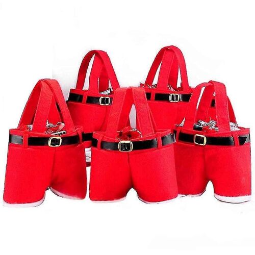 Sacs cadeaux de Noël créatifs - Père Noël Sac de style,beaux sacs de friandises mignons,sacs de remplissage d'arbre de bas de Noël cadeau de Noël,rouge,5 pcs