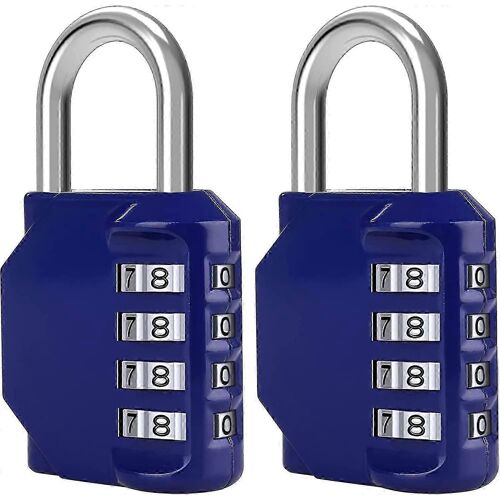 [2 pièces] cadenas à combinaison à 4 chiffres,serrure à combinaison étanche,fermoir à combinaison étanche en métal et acier plaqué - bleu
