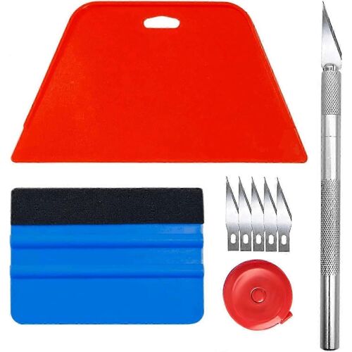 Ensemble d'outils d'application de papier peint 2 pièces,fenêtre de voiture,carreaux de vinyle,grattoir d'installation adhésive,grattoir en silicone,couteau et lame à usage général,1,5 m T