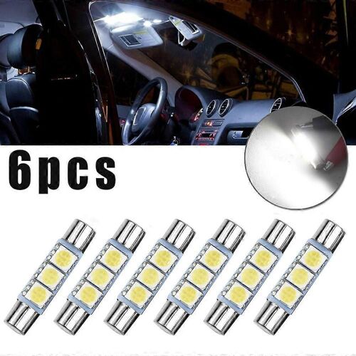 6 Pcs Voiture Led Ampoules Xenon Blanc 5050 3-Smd 6641 6614f Ampoule Led Pare-Soleil Maquillage Miroir Fusible Lumière 12v Super Bright Lampe De Voiture