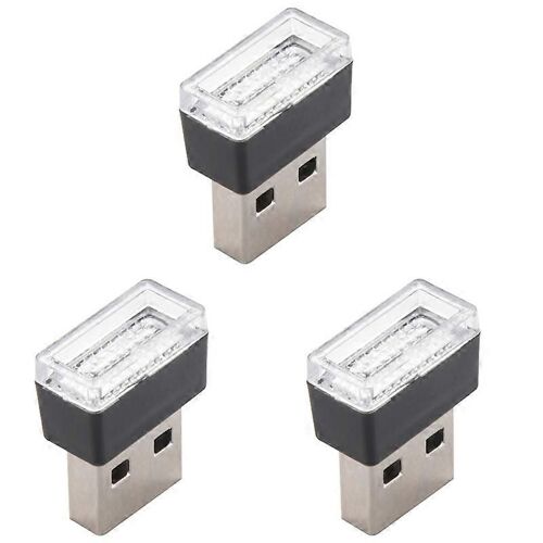 3x Mini Portable Mini Usb Led Voiture Lumière Intérieur Voiture Usb Atmosphère Lumière Plug And Play Lumière Décorative Blanc
