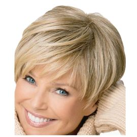 Perruque Courte Femme Coupe Lutin Blonde Droite Naturel Synthétique 