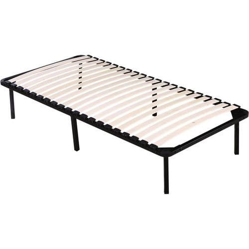 Cadre À Lattes + Pieds Pour Matelas De 90 X 190 Cm - 20 Lattes