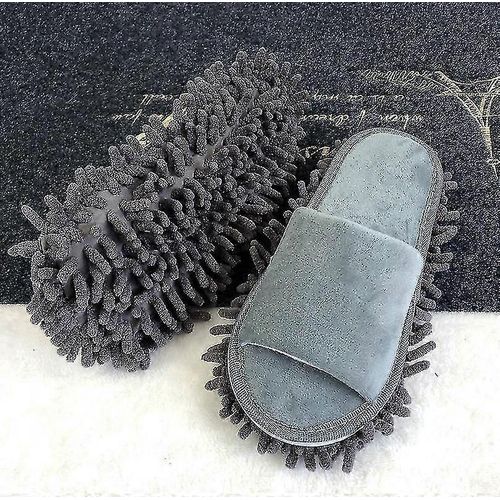 (39-42-Adulte-Homme-Gris) Chaussons Vadrouille Chaussettes De Sol Paresseux Chaussures Polissage Rapide Nettoyage Poussière Pantoufles