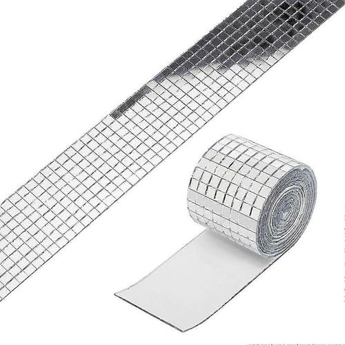 Lot de 3 carreaux de mosaïque miroir argentés 1464 grains, autocollants en acrylique, 4 x 100 cm, pour travaux manuels