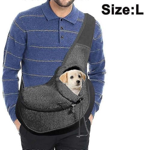 (L-Gris) Sac De Transport Pour Chien, Sac À Bandoulière Rembourré Réglable En Maille Respirante