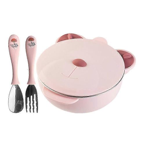 (18,50 X 16,00 X 6,50 Cm - Rose) 1 Lot De Bols Pour Bébé, Bol Pour Bébé De Première Étape, Bol Pour Bébé En Forme D'ours De Dessin Animé, Bol D'alimentation Pour Bébé
