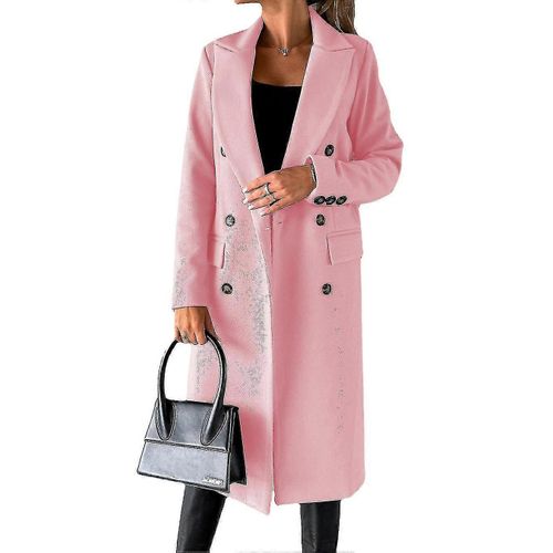 (Adulte-Femme-S) Manteau En Laine À Double Boutonnage Chaud Rose Pour Femme