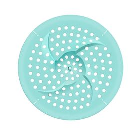 (Bleu) Couvercle de drain de douche en silicone avec ventouse, trous fins, rond, souple, anti-obstruction, drain de douche au sol