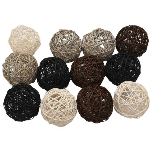 Pack De 12 Boules De Rotin - Boules Décoratives Pour Bols, Remplissage De Vase, Décor, Décoration De Fête De Mariage