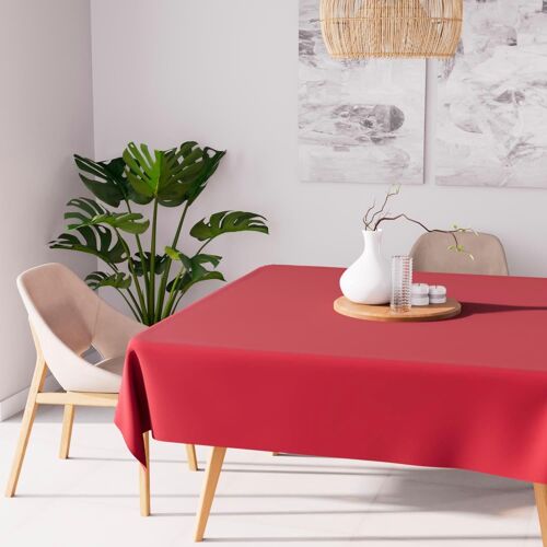 Alix Nappe Carrée Anti-Tâches, Polyester, Rouge, 180x180 Cm
