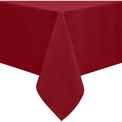 Nappe Aspect Lin Lavable Effet Lotus - Rectangulaire - 140 X 140 Cm - Nappe En Lin - Nappe Imperméable - Nappe De Table Anti-Taches - Rouge