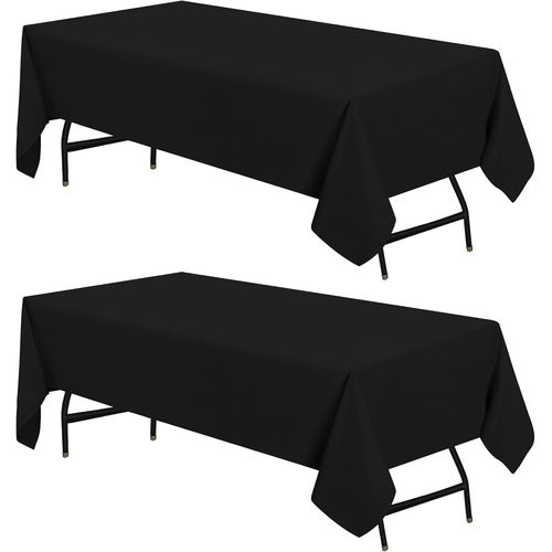 Nappe Rectangulaire - 132 X 160 Cm (Lot De 2, Noir) Lavable En Machine Housse De Table, Idéal Pour Les Fêtes, Les Événements, Les Mariages Et Les Restaurants (52 X 63 Pouces)