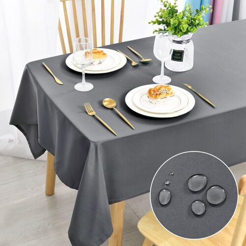 Kalanka-Nappe Anti-Taches Lavable, 140 X 200 Cm, Nappe Rectangulaire Imperméable, Pour Salle À Manger, Noel, Jardin, Fête, Mariage Ou Maison, Gris Clair