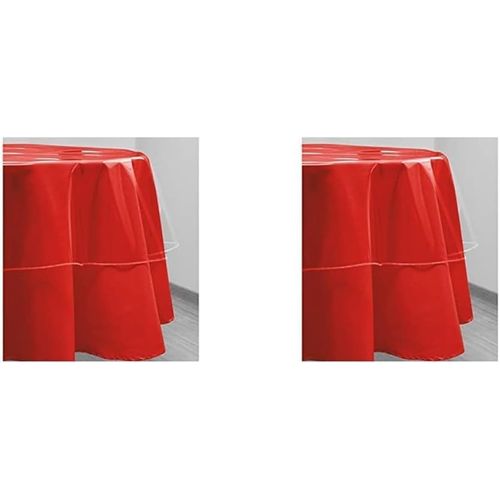 Cristal Nappe Ronde Transparente, PVC, 100 microns, Diamètre 180 cm (Lot de 2)