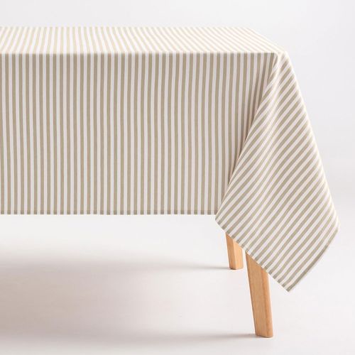 Nappe Anti-Taches Rectangulaire En Tissu Coton Imperméable À Rayures Lin, 160 X 100 Cm