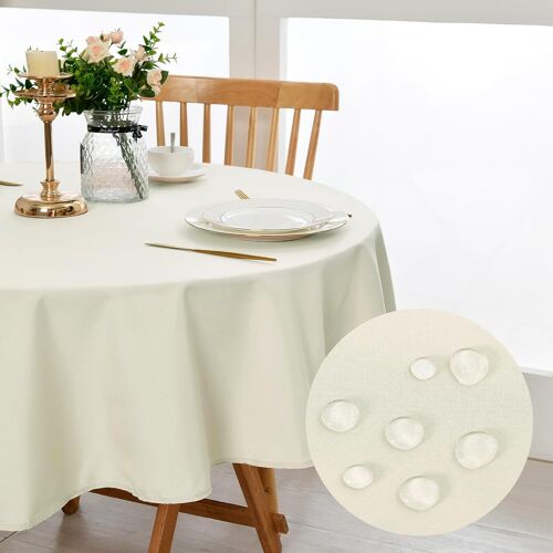 Sjzg-- Nappe Ronde Anti-Taches Lavable Et Imperméable - Pour Salle À Manger, Jardin, Fête, Mariage Ou Maison - Champagne - 180 Cm