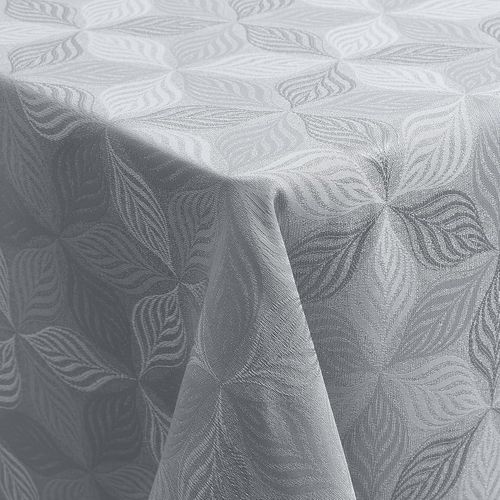 Nappe Lavable Rectangulaire 80 X 80 Cm - Jacquard À Plusieurs Feuilles - Ornements - Anti-Taches - Facile D'entretien - Gris