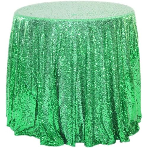 Nappe À Paillettes - Ronde À Paillettes - Protection Et Chemin De Table Décoratif - Couleur Unie - Pour Anniversaire, Mariage, Fête, Salle À Manger, Noël - Vert - 60 Cm