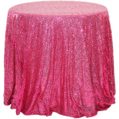 Nappe À Paillettes Ronde À Paillettes, Protection Et Chemin De Table Décoratif, Couleur Unie Pour Anniversaire, Mariage, Fête, Salle À Manger, Noël, Rose Rouge, 60 Cm
