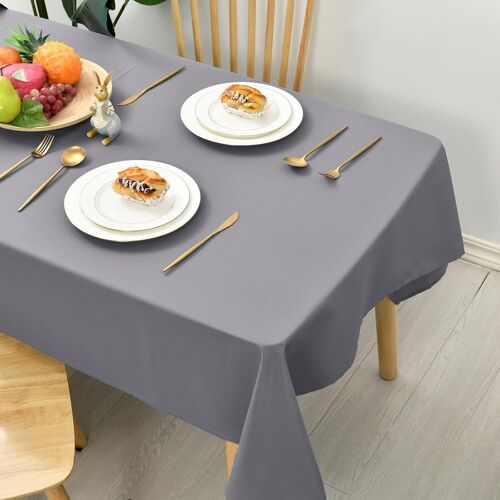 Kalanka-Nappe Rectangulaire Anti-Taches Lavable, Nappe Exterieur Impermeable Jardin, Pour Salle À Manger, Jardin, Fête, Pique Nique, Anniversaire, Mariage Ou Maison, 140x200cm Gris