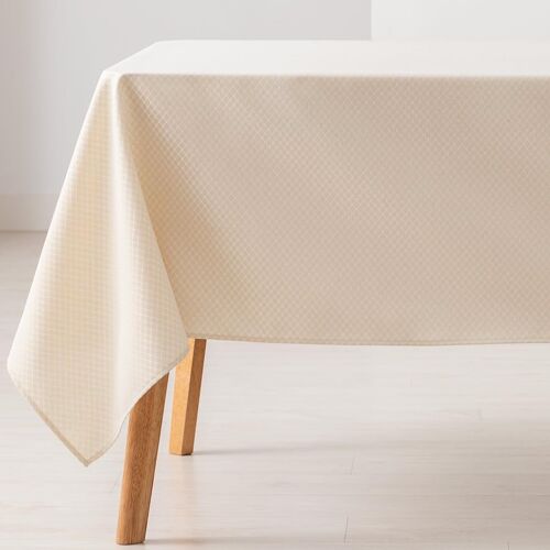 Sjzg-Nappe Anti-Taches Pour Table Carrée Petits Losanges Lisse Jacquard Imperméable, 140 X 140 Cm, Toucher Tissu, Couleur Or