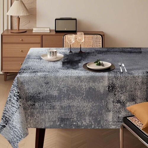 Sjzg-Nappe De Table Noir 140 X 240 Cm Art Moderne Peinture Nappes Table Rectangulaire Lavable Décoration Esthétique Décoration De Table Pour Automne Fête Mariages Vacances Anniversaire