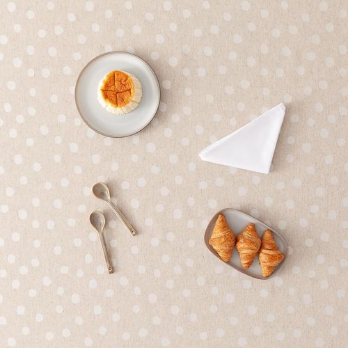 Nappe Anti-Taches Pour Table Rectangulaire À Petits Points Lisse Jacquard Imperméable, 140 X 180 Cm, Toucher Tissu, Couleur Lin