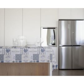 Sjzg-Nappe Tradition, Molletonnée, Cirée, Imperméable Et Anti-Taches, Décoration 4164 Tyrolienne Bleu, Idéale Pour Les Tables Rectangulaires De 6/8 Personnes, 140 X 180 Cm, Fabriquée En Italie,