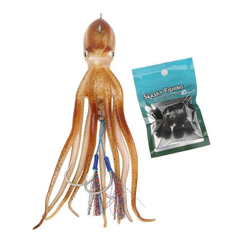 Simulation De Calmar Jigs PêChe Poulpe Leurres RéAliste Poulpe Jig Pour La PêChe En Eau SaléE Avec 10 CompriméS D'encre