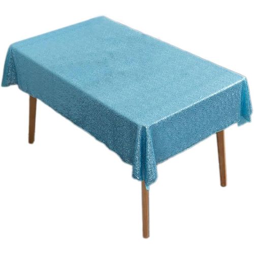 Nappe À Paillettes, Ronde, Pailletée, Protection Et Chemin De Table Décoratif, Couleur Unie, Pour Anniversaire, Mariage, Fête, Salle À Manger, Noël, Bleu Ciel, 120 X 150 Cm