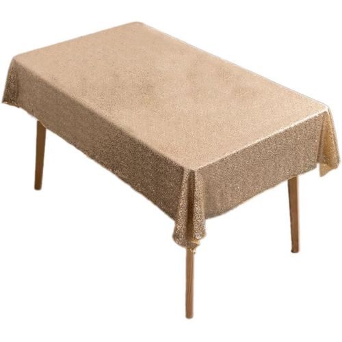Nappe À Paillettes Ronde À Paillettes, Protection Et Chemin De Table Décoratif, Couleur Unie Pour Anniversaire, Mariage, Fête, Salle À Manger, Noël, Champagne, 120 Cm X 180 Cm