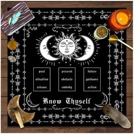 AYPOHU Nappe spéciale carte de tarot jeu de société fortune astrologie velours tapis de carte fleur de vie divination nappe nappe de fête