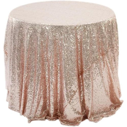 Nappe À Paillettes Ronde À Paillettes, Protection Et Chemin De Table Décoratif, Nappe Unie Pour Anniversaire, Mariage, Fête, Salle À Manger, Noël, Or Rose, 120 Cm X 240 Cm