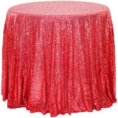 Nappe À Paillettes, Ronde, Pailletée, Protection Et Chemin De Table Décoratif, Couleur Unie, Pour Anniversaire, Mariage, Fête, Salle À Manger, Noël, Rouge, 120 X 120 Cm