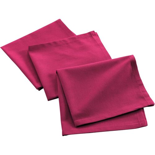 KALANKA-, 3 Serviettes de Table (40 x 40 cm) Mistral Fuchsia, Coton Recyclé Uni